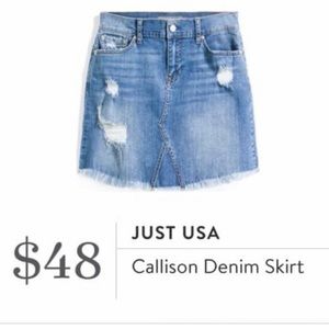 JUST USA distressed denim skirt